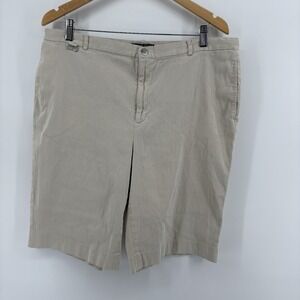 Lauren Ralph Lauren Active Bermuda Shorts Beige Pinstripe Preppy Coastal 16